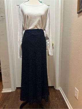 Cato Navy Blue Lace Maxi Skirt Size 22/24